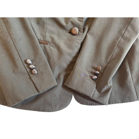 Ann Taylor Loft Tuxedo Jacket 12 Black Wool Blend With Satin Trim Button Details - Picture 3 of 6